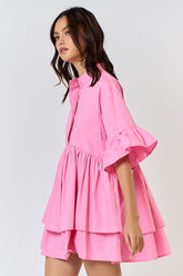 DD4070 Pink Mini Shirt Dress